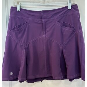 Athleta‎ All Terrain Skirt 8 Purple Hiking Outdoor Drawstring Pockets Flare